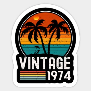 Vintage 1974 Retro Sunset Distress Edition | Classic 1974,Awesome Since 1974 Sticker